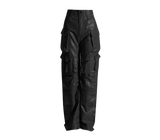 Women's High Waist Loose Leather Cargo Pants