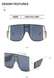 Metal Rivet Big Frame Oversized Square Sunglasses