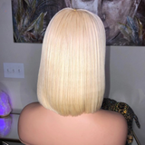 Blonde #613 Bob Wig With Full Bangs 100% Brazilian Human Hair