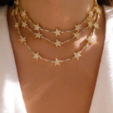 STAR BAR Link Chain Choker Statement Necklaces For Women