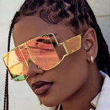 Metal Rivet Big Frame Oversized Square Sunglasses