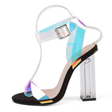 Womens Chucky Heel Transparent Sandals