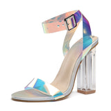 Womens Chucky Heel Transparent Sandals