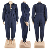 Streetwear Women Plus Size Denim Jumpsuit