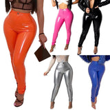 Women Latex Faux Pu Leather Pants