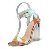 Womens Chucky Heel Transparent Sandals