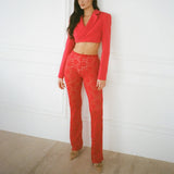 Rose Lace See Through Flare Pants