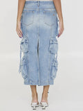 Denim High Waist Cargo Skirt For Women