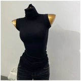 Womens Sleeveless Turtle Neck