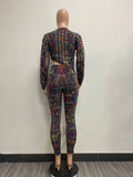 Muti-Colorful Irregular Sweater and Pants Set