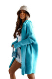 Long Hooded Open Front Women's Cardigan