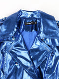 Women's Patent Leather Reflective Trench Coat