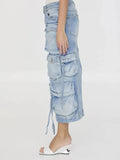 Denim High Waist Cargo Skirt For Women