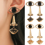 Personality Eye Mouth Outline Alloy Drop Earring Eyes