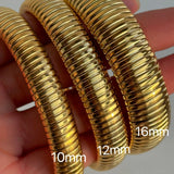 18k Gold Plated Titanium Steel Bracelet Vintage Elastic Gypsy Polishing Bangle For Women