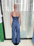 Women's Denim Jean Spaghetti Strap Jumpsuits