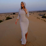 Women's Hood Long Sleeves Fitted Dress