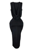 Jazmine Deep V-neck Hooded Maxi Dress