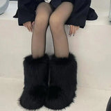 Women's Winter Fluffy Faux Fox Fur Boots