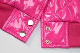 Women's Shiny Short Cotton-Padded Bomber Jacket