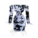 Women's Drawstring Long Sleeve Dress