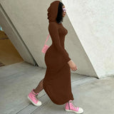 Women's Hood Long Sleeves Fitted Dress