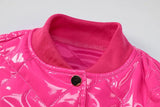 Women's Shiny Short Cotton-Padded Bomber Jacket