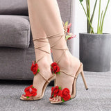 Step In Some Flowers Cross-Tie High Sandals