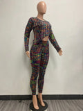 Muti-Colorful Irregular Sweater and Pants Set