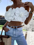 3D Rose Flower Crop Top