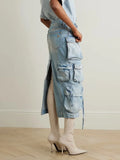 Denim High Waist Cargo Skirt For Women