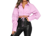 Solid Long Sleeve Women's Crop Top