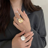 Irregular Matte Chunky Gold Silver Color Charm Rings