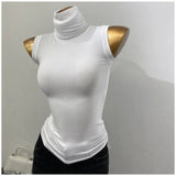 Womens Sleeveless Turtle Neck