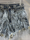 Women's Streetwear Feather Tassels Denim Shorts