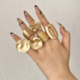 Irregular Matte Chunky Gold Silver Color Charm Rings