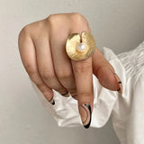 Irregular Matte Chunky Gold Silver Color Charm Rings