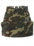 Women's High Waist Camouflage Cargo Skirt