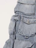 Denim High Waist Cargo Skirt For Women