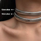 18k Gold Plated Titanium Steel Necklaces Vintage Gypsy Elastic Choker For Women