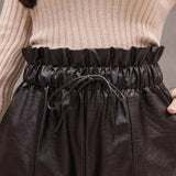 Women's High Waist Leather Shorts