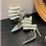 Denim Ankle Snake Surround Strap Sandal