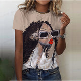 Women's Abstract Art Face Print T-shirt