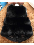 Women's Autumn Winter Thick Warm Faux Fox Fur Vest