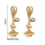 Personality Eye Mouth Outline Alloy Drop Earring Eyes