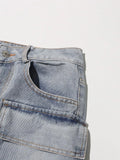 Denim High Waist Cargo Skirt For Women