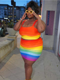 "Kiss The Rainbow" Curvy Women's Two Piece Skirt Set