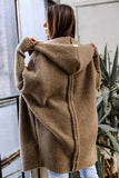 Long Hooded Open Front Women's Cardigan