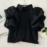 Lantern Cropped Blouse