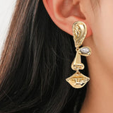 Personality Eye Mouth Outline Alloy Drop Earring Eyes